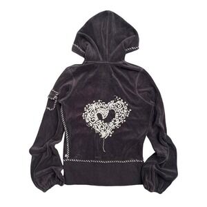 TWISTED HEARTS Black & white heart zip up hoodie grunge